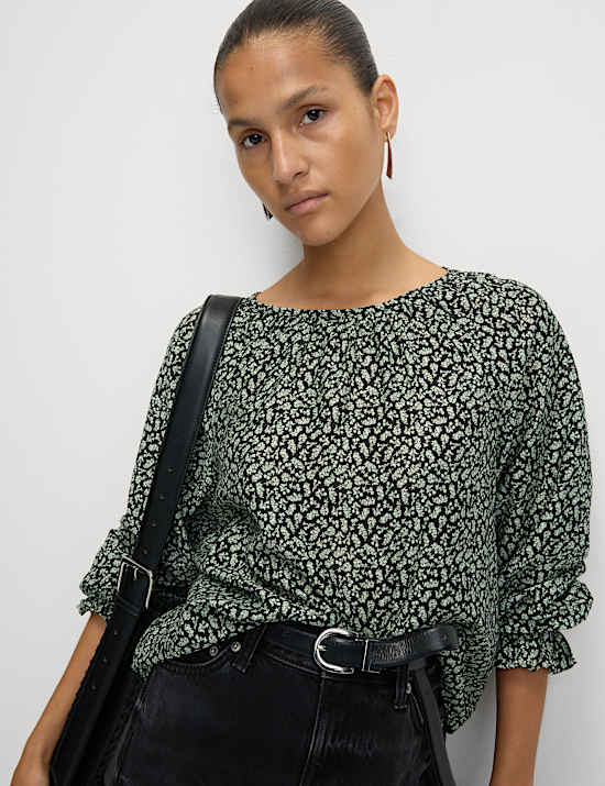 Lyocellrijke blouse met print