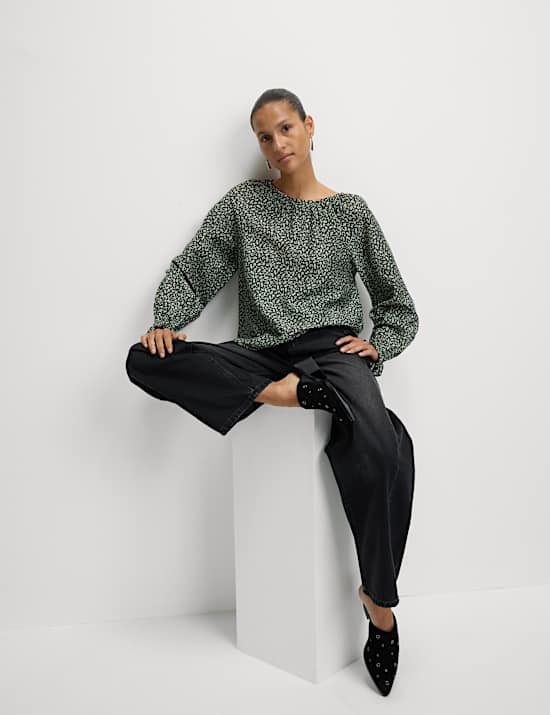 Lyocellrijke blouse met print