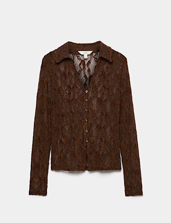 Flocked Button Through Shirt