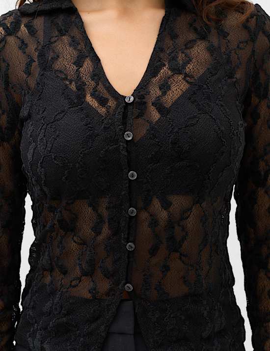 Flocked Button Through Shirt