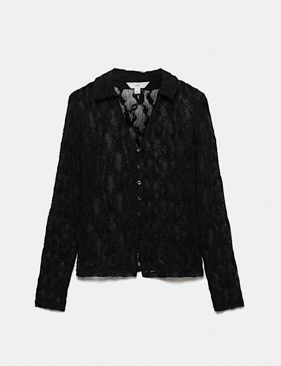 Flocked Button Through Shirt