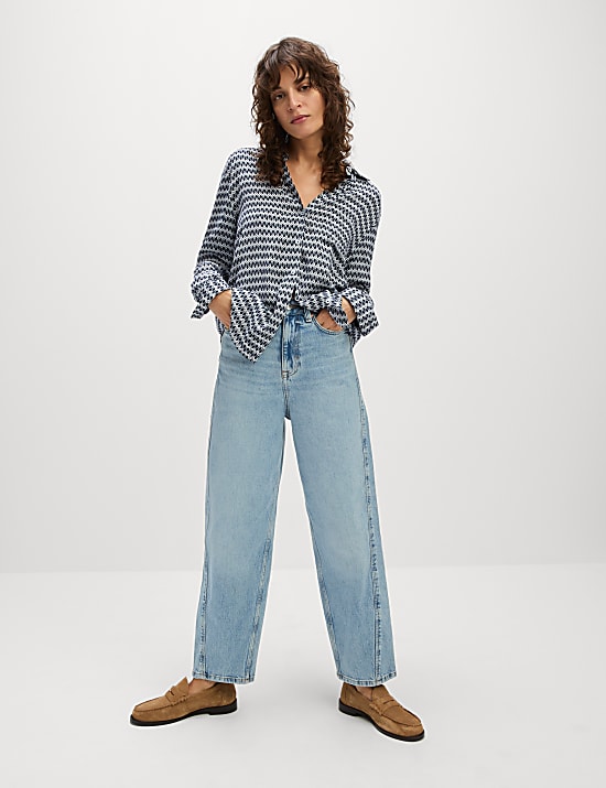 Geometric Collared Button Through Shirt