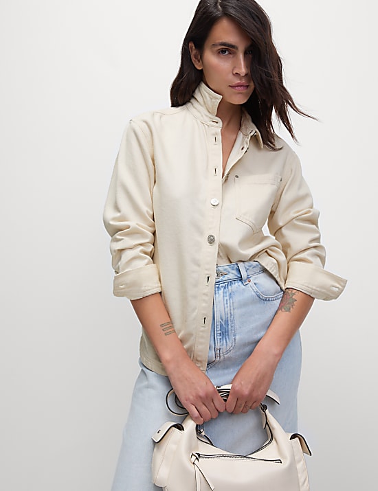 Cotton Rich Denim Collared Shirt