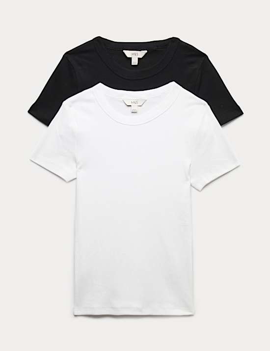 2 Pack Cotton Rich Ribbed T-Shirts