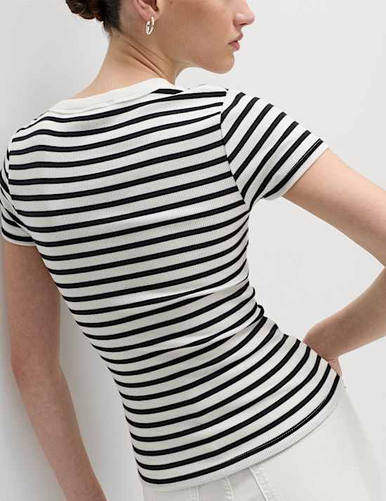 3 Pack Cotton Rich Ribbed Slim Fit T-Shirts