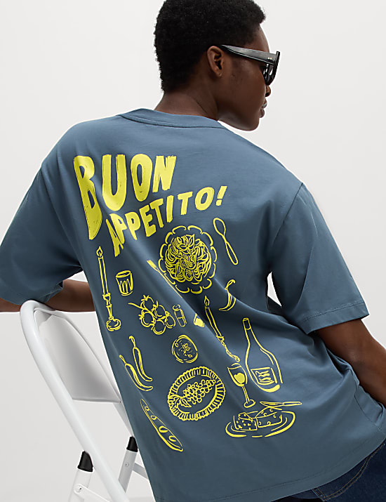 T-shirt graphique coupe extra-large 100 % coton avec imprimé