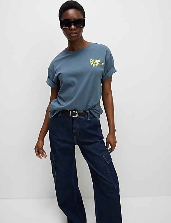 T-shirt graphique coupe extra-large 100 % coton avec imprimé