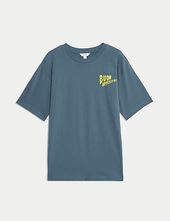 T-shirt graphique coupe extra-large 100 % coton avec imprimé