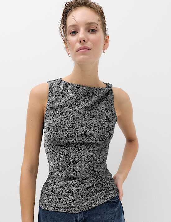 Printed Off The Shoulder Vest
