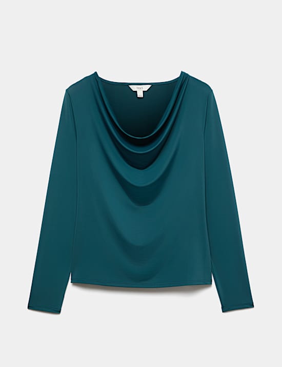 Cowl Neck Long Sleeve Drape Top