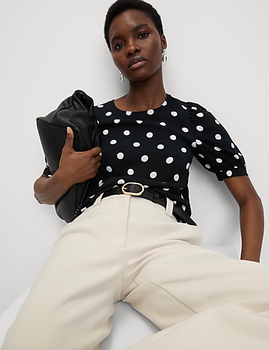 Chemisier &agrave; manches bouffantes avec imprim&eacute;