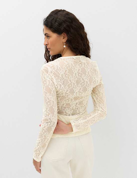 Lace Crew Neck Regular Fit Top