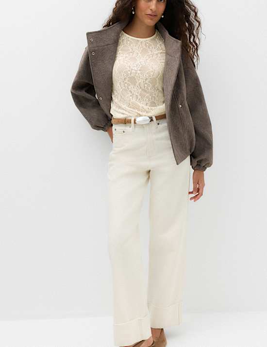Lace Crew Neck Regular Fit Top