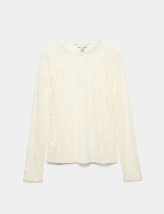 Lace Crew Neck Regular Fit Top