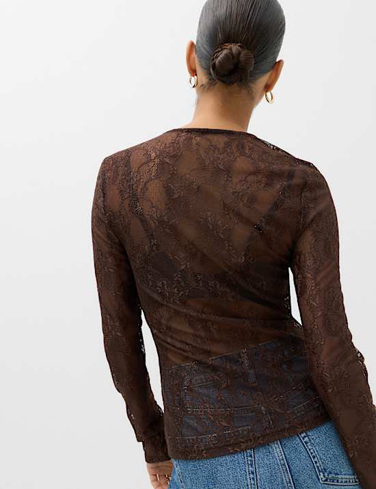Lace Crew Neck Regular Fit Top