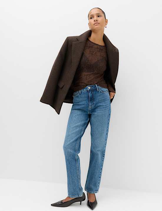 Lace Crew Neck Regular Fit Top