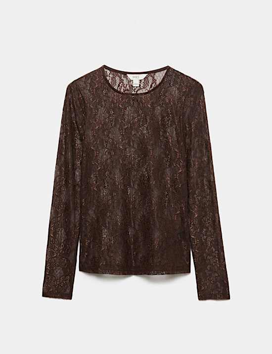 Lace Crew Neck Regular Fit Top