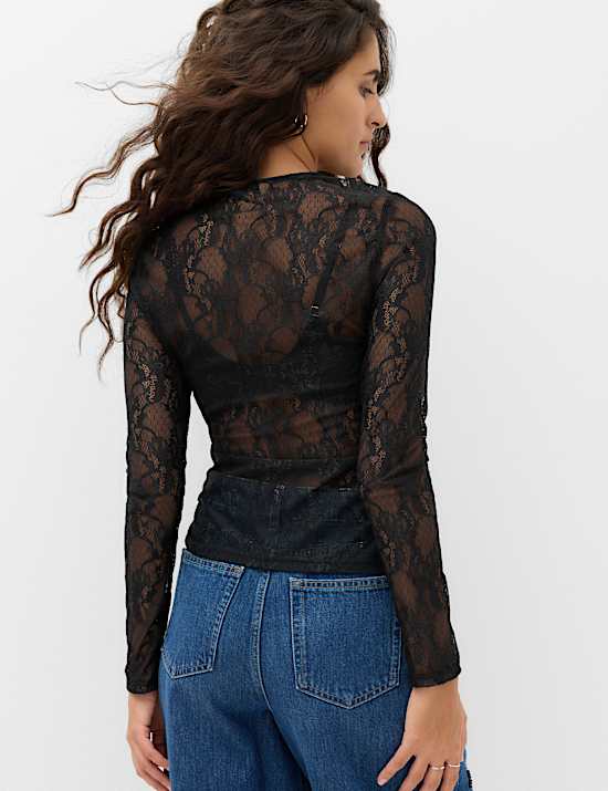 Lace Crew Neck Regular Fit Top