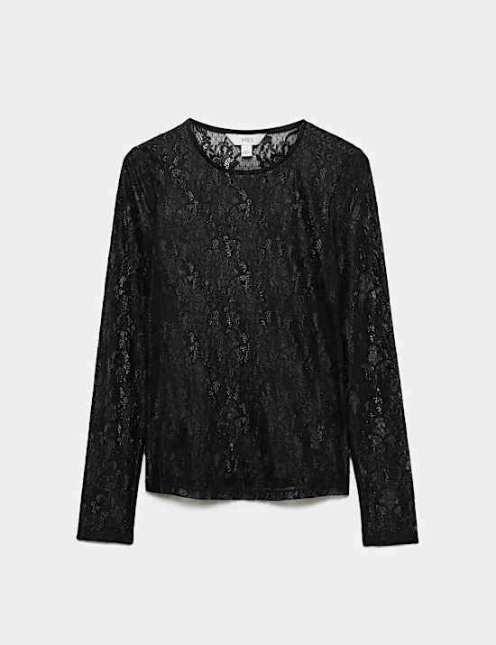 Lace Crew Neck Regular Fit Top