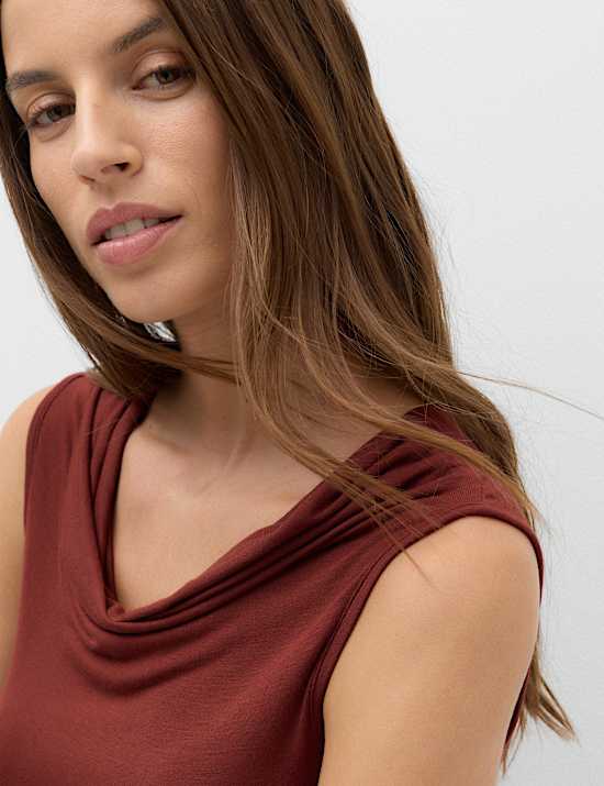 Cowl Neck Draped Vest Top
