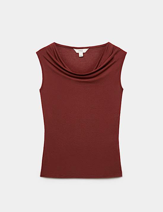 Cowl Neck Draped Vest Top