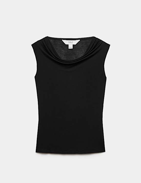 Cowl Neck Draped Vest Top