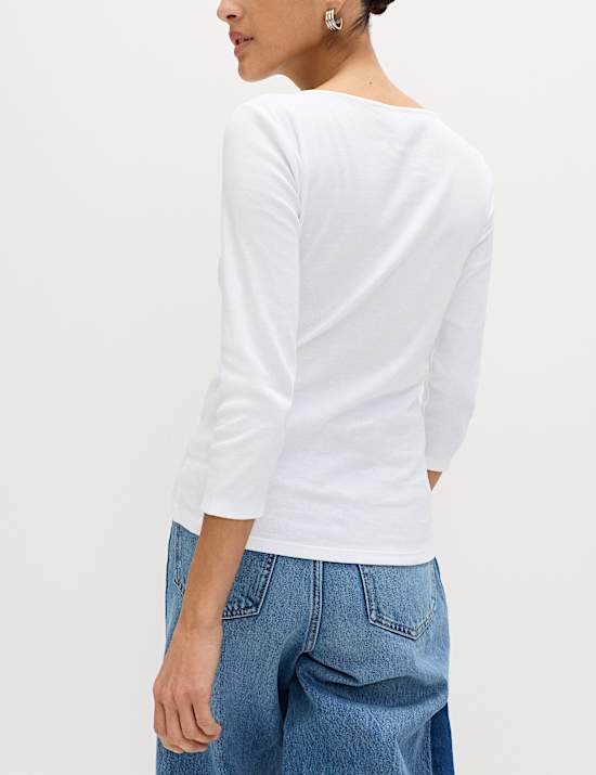 Set van 3 slim-fit tops van zuiver katoen met boothals