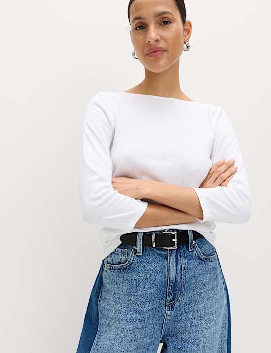 Set van 3 slim-fit tops van zuiver katoen met boothals