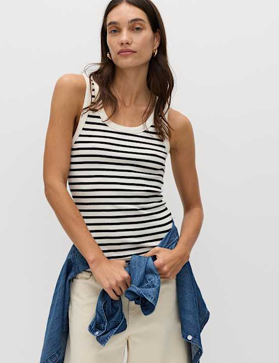 3 Pack Cotton Rich Ribbed Vest Tops