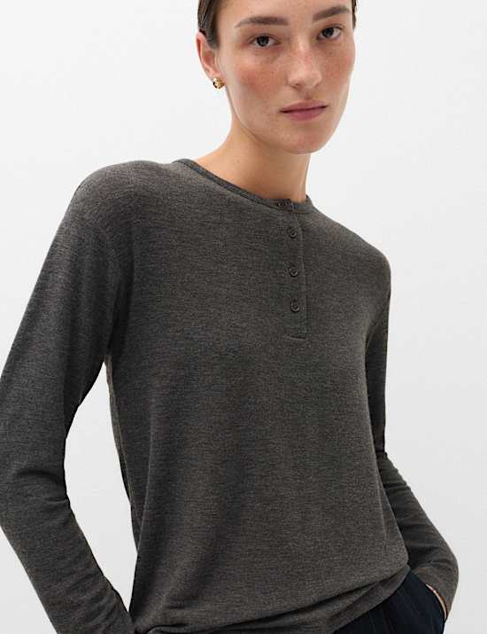 Patterned Scarf Neck Regular Fit Top