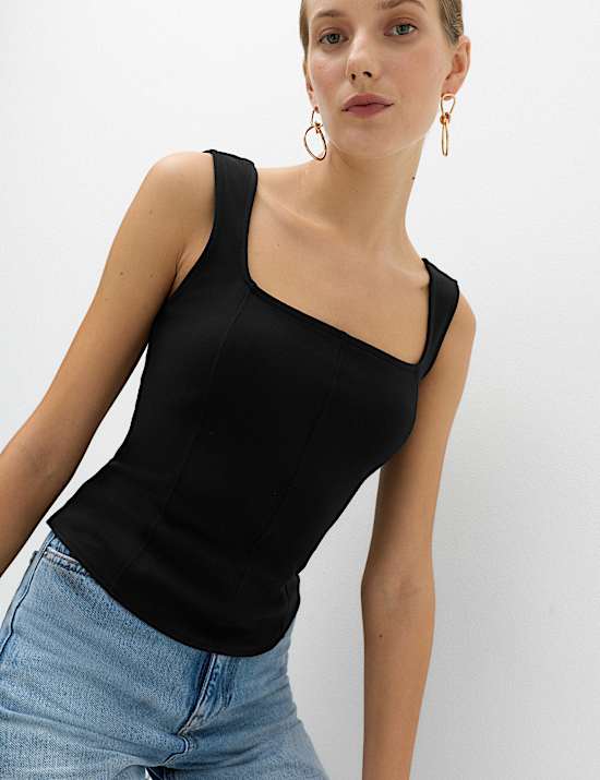 Cotton Rich Square Neck  Vest