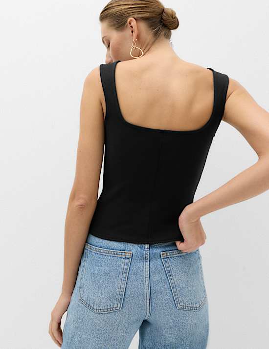 Cotton Rich Square Neck  Vest