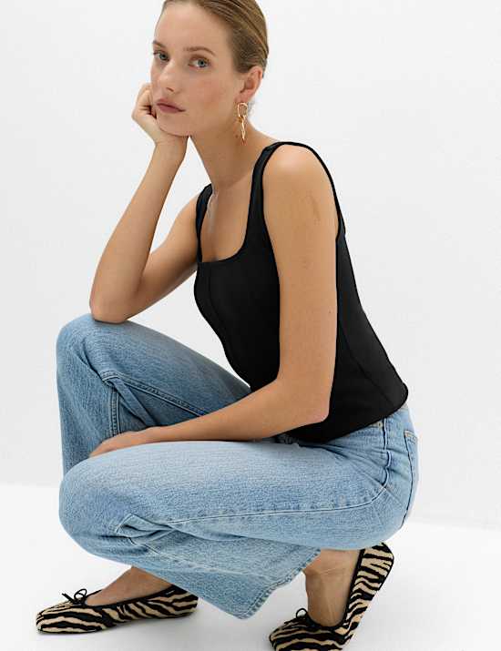 Cotton Rich Square Neck  Vest