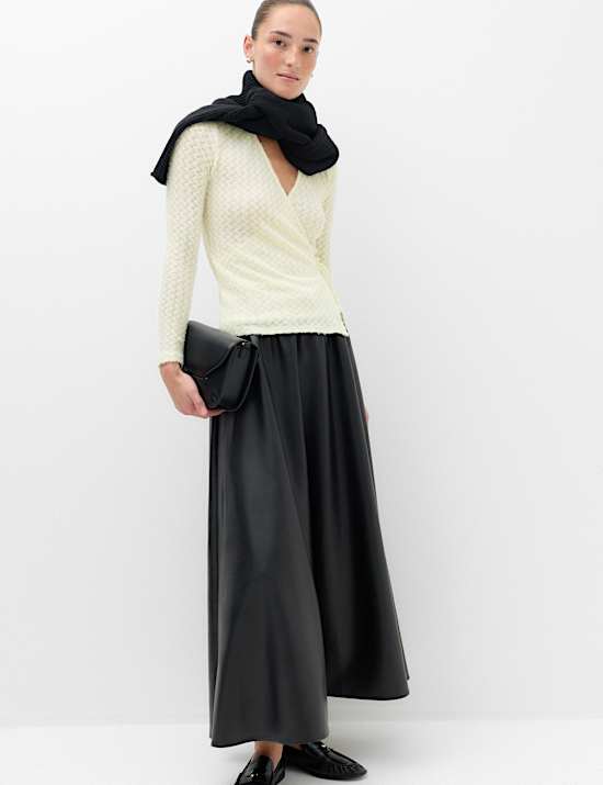 Textured V Neck Cosy Wrap Top
