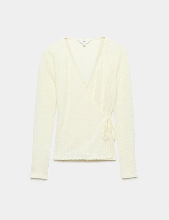 Textured V Neck Cosy Wrap Top
