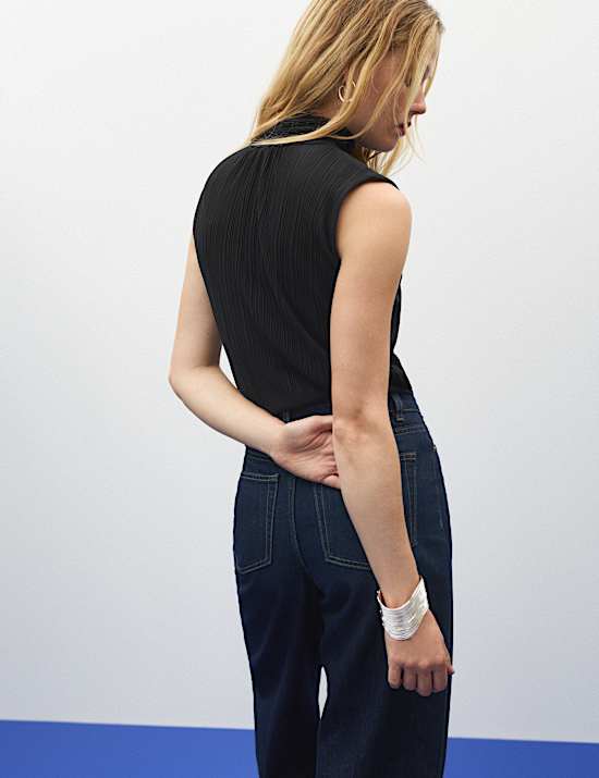 Plisse Longline Vest Top