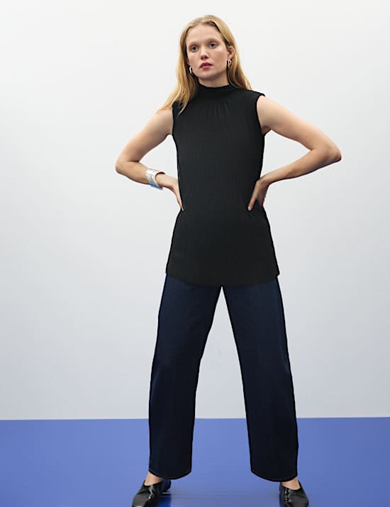 Plisse Longline Vest Top