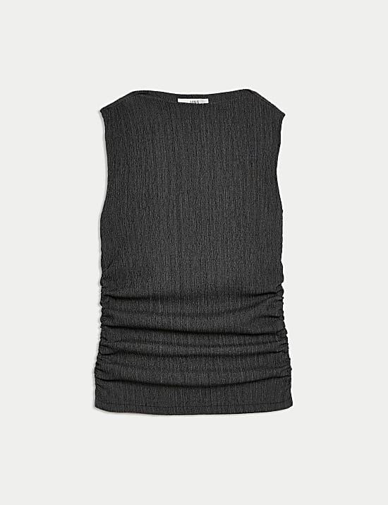 Top textur&eacute; &agrave; encolure montante