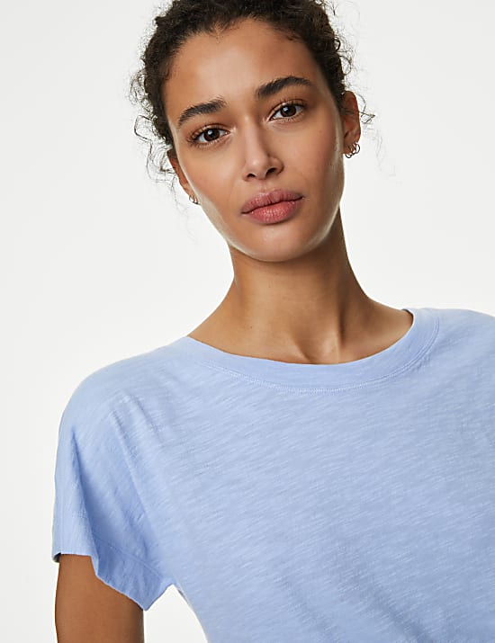 Pure Cotton Everyday Fit Slash Neck T-shirt