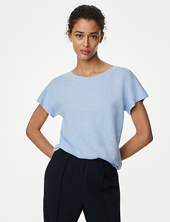 Pure Cotton Everyday Fit Slash Neck T-shirt