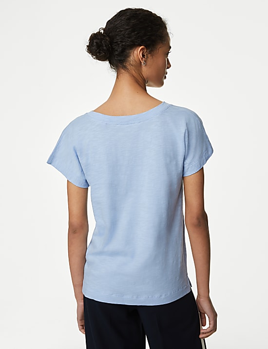 Pure Cotton Everyday Fit Slash Neck T-shirt