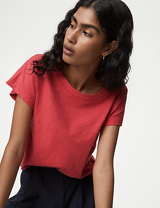 Pure Cotton Everyday Fit Slash Neck T-shirt