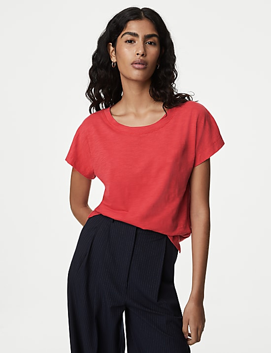Pure Cotton Everyday Fit Slash Neck T-shirt