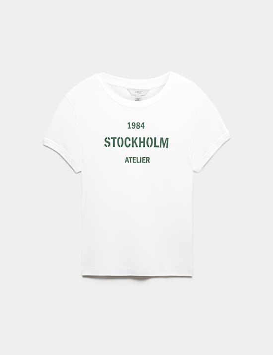 Zuiver katoenen T-shirt met slanke pasvorm en grafisch motief