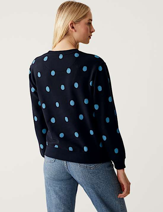 Cotton Rich Printed Crew Neck Sweatshirt
