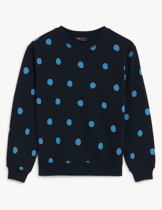 Cotton Rich Printed Crew Neck Sweatshirt