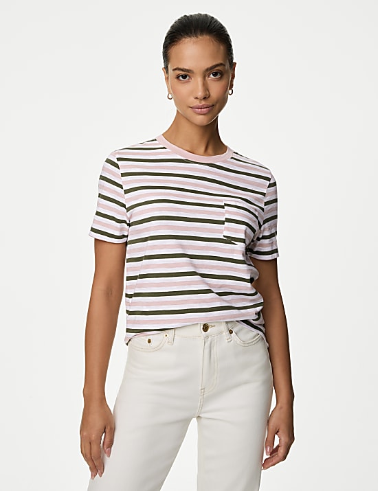 Kaus Oblong Motif Garis Katun Murni