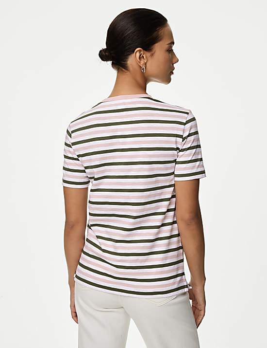 Kaus Oblong Motif Garis Katun Murni