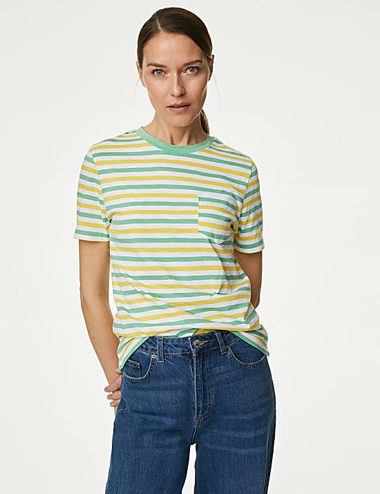 Kaus Oblong Motif Garis Katun Murni