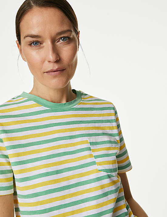 Kaus Oblong Motif Garis Katun Murni